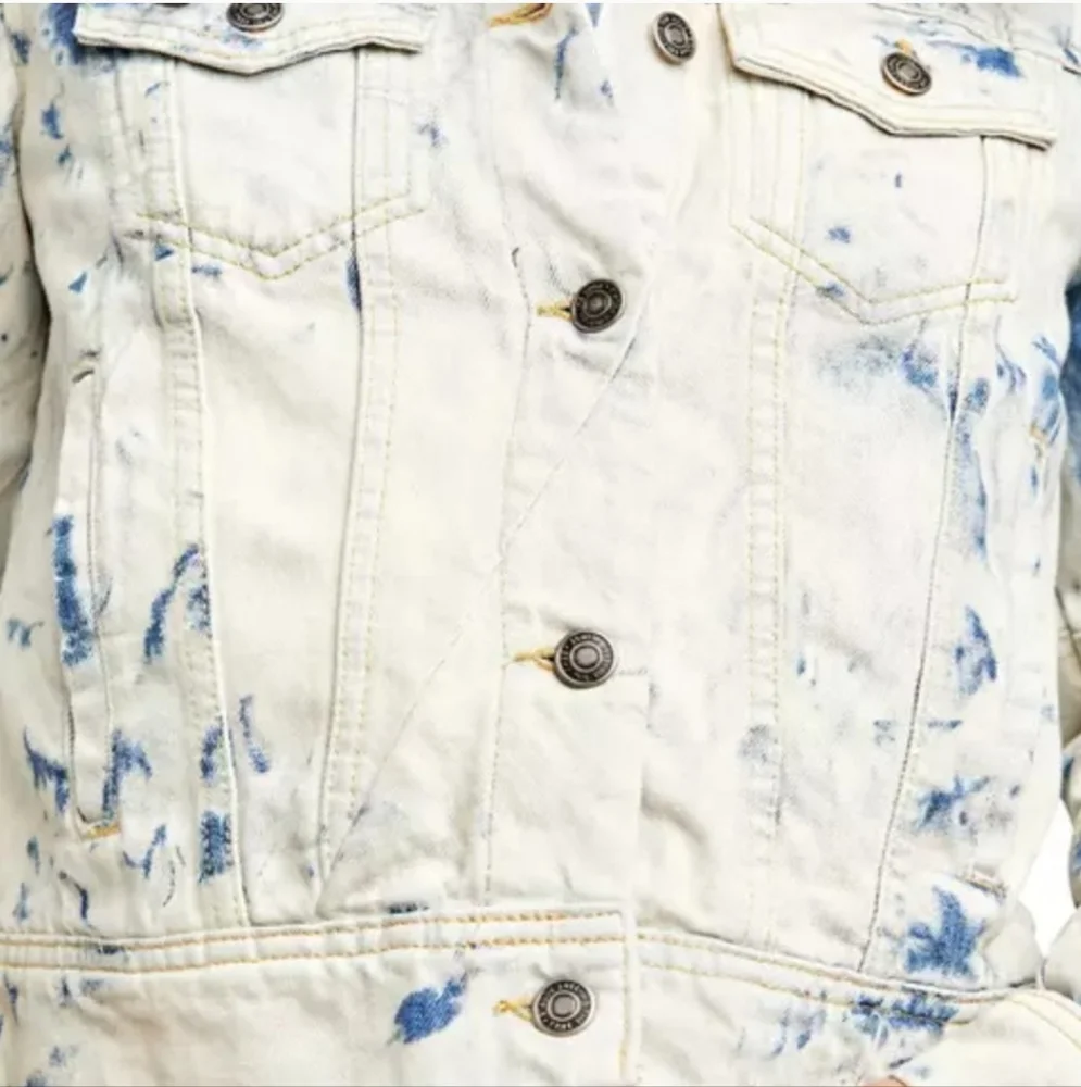 FREE PEOPLE Rumors Tie Dye Unique Semi-cropped Denim Jacket NWT XS - Picture 8 of 12